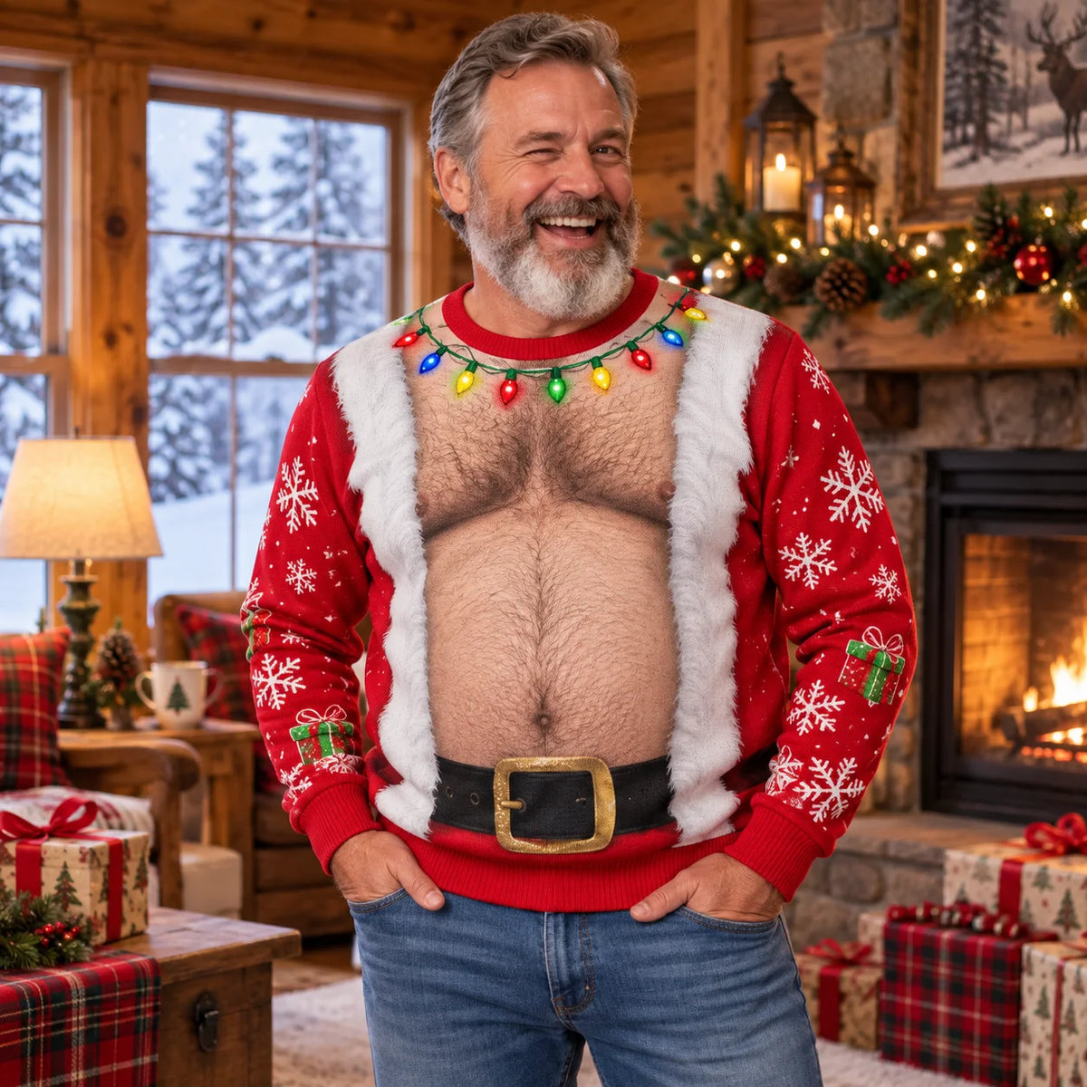 Santa Belly Illusion Ugly Christmas Sweater