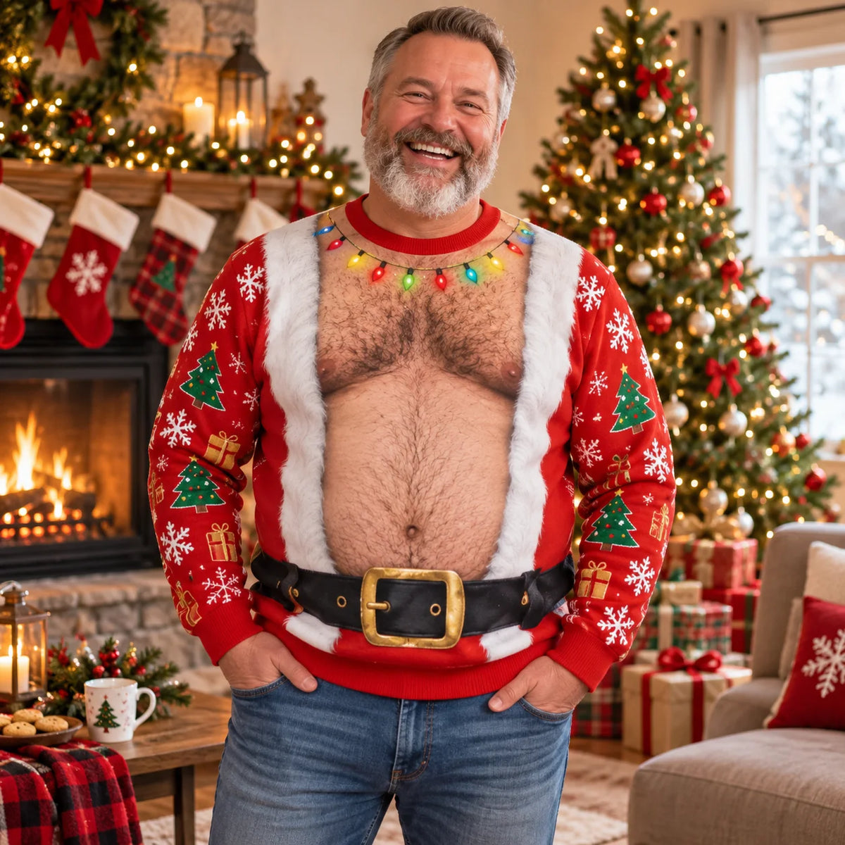 Santa Belly Illusion Ugly Christmas Sweater