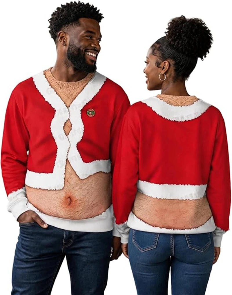 Funny Santa Costume Hairy Chest Christmas Sweatshirt