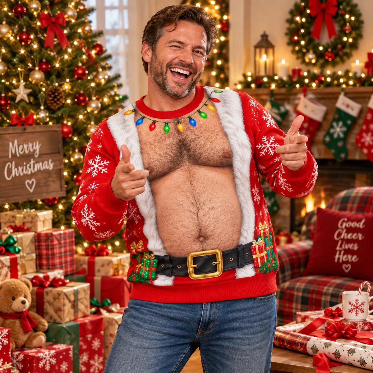 Santa Belly Illusion Ugly Christmas Sweater