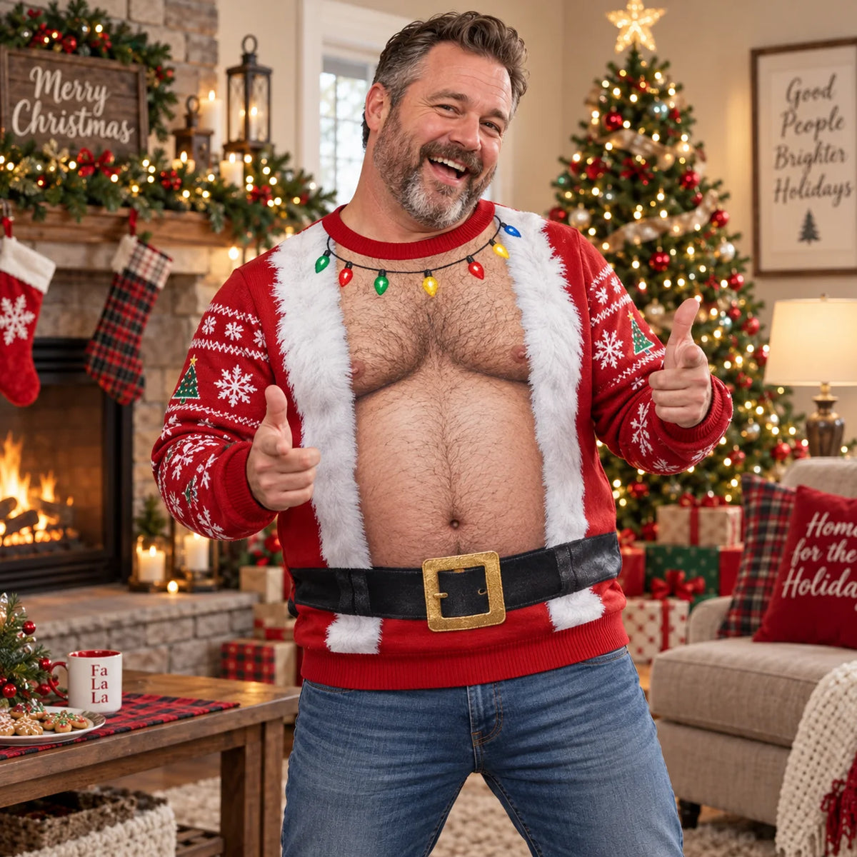 Santa Belly Illusion Ugly Christmas Sweater