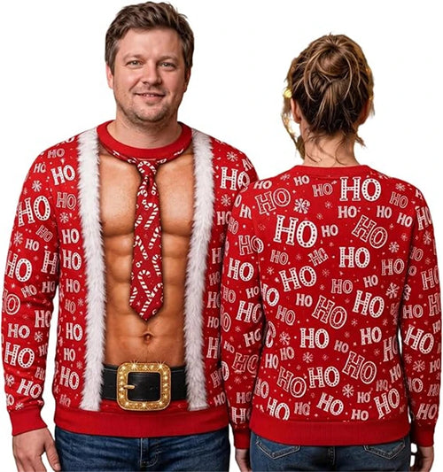Funny Santa Costume Hairy Chest Christmas Sweatshirt
